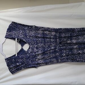 Med. Lucky Brand Casual Blue & Cream Dress w/Pockets